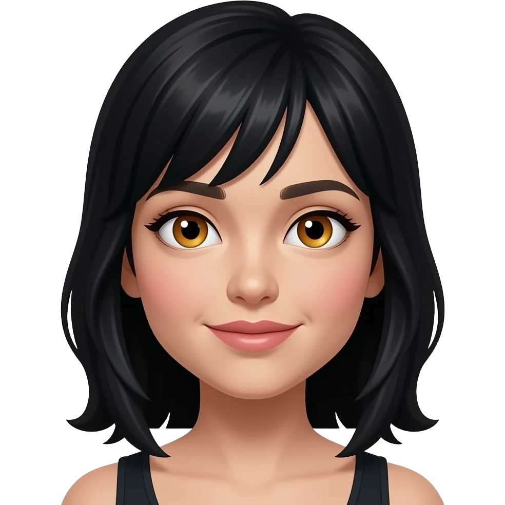 Con cabello negro ojos miel en parís emoji