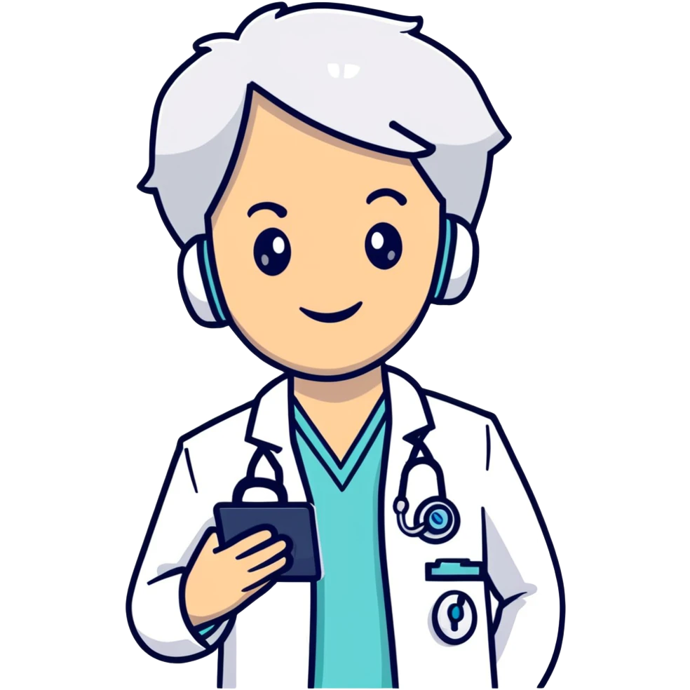 friendly doctor on a telemedicine video call with patient emoji