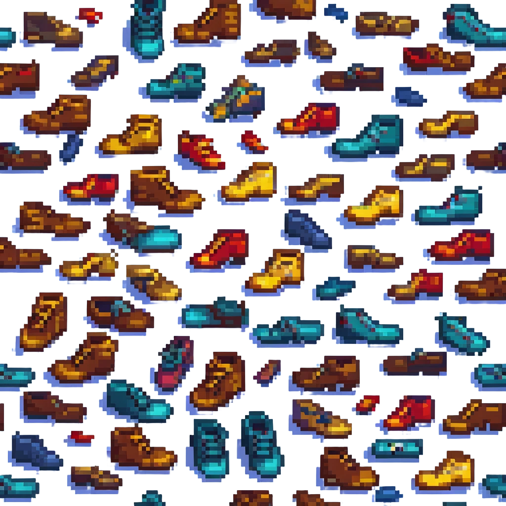 a messy stack of shoes in pixel art style emoji
