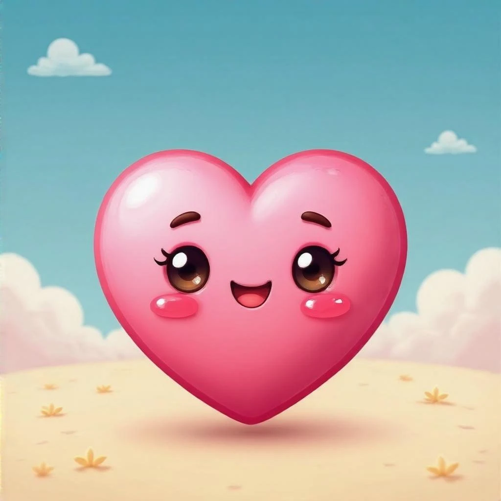 pink heart emoji with a cute face emoji