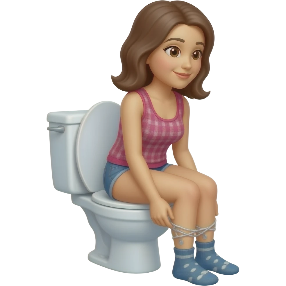 Naked emoji Woman Woman sit on toilet draw down socks on emoji