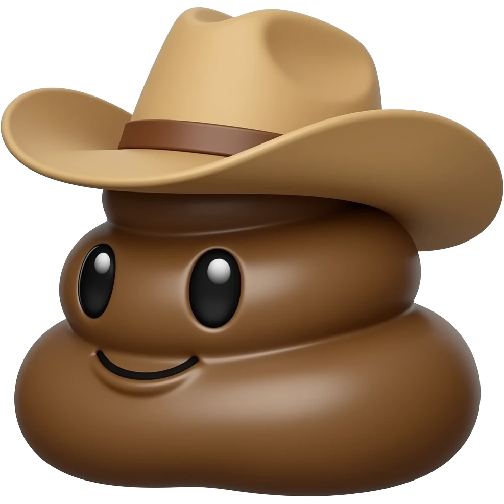 Cute 💩 with cowboy hat  on Sideways emoji