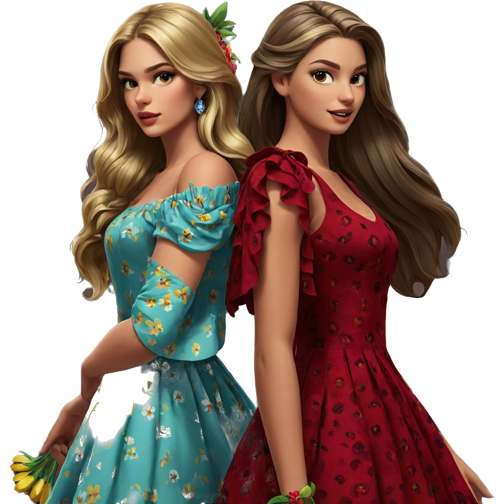 flower girls in vibrant dresses emoji