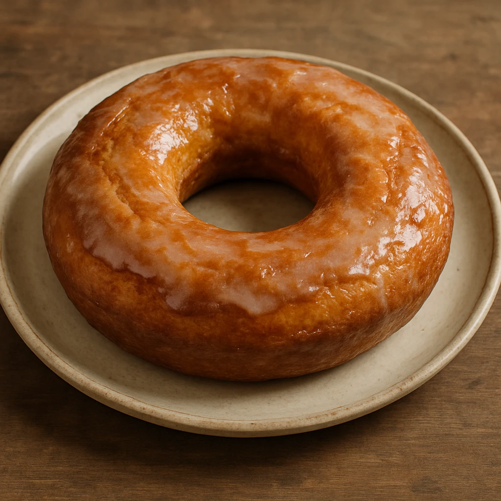ciambella, realistic style, rustic homemade look, lightly glazed, on a plate emoji