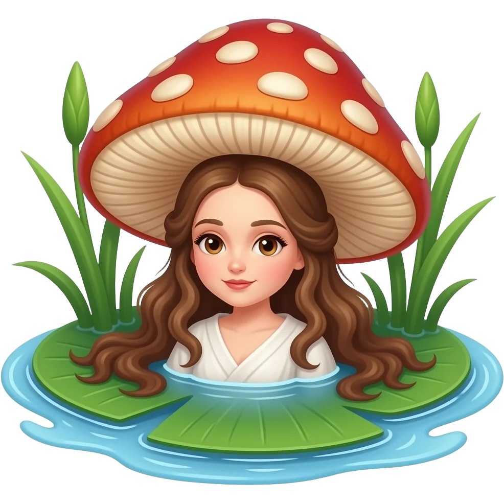 Ophelia lies in the water wrapped in toadstool and water lily - a scene from the original painting by John Everett Miles emoji