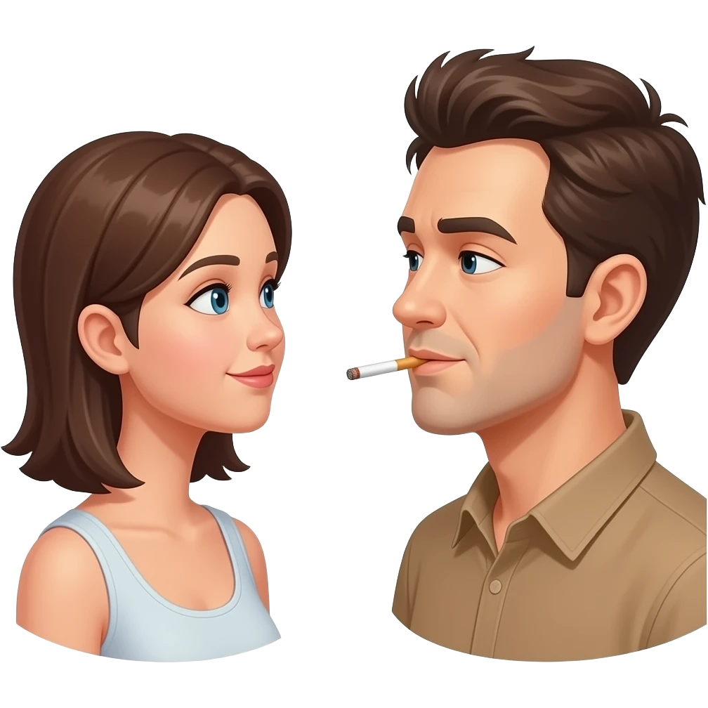 One cigarette smoker seeing a fellow smoker emoji