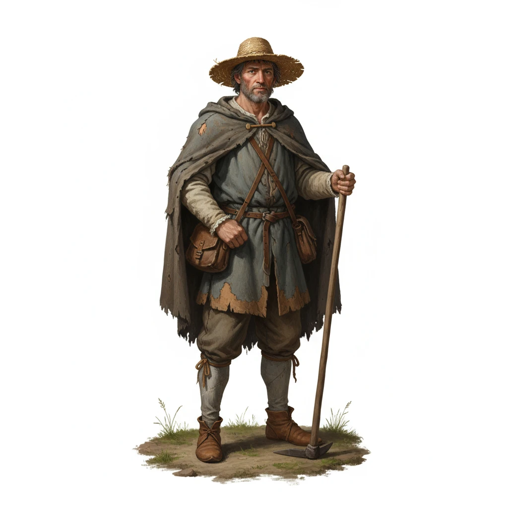 нарисуй крестьянина 16 века в полный рост без фона emoji