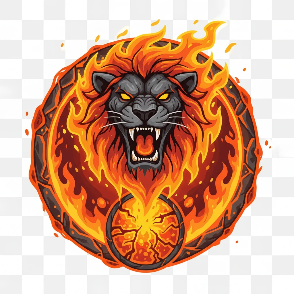 un emblème de la colère du feu et du magma. icone png emoji