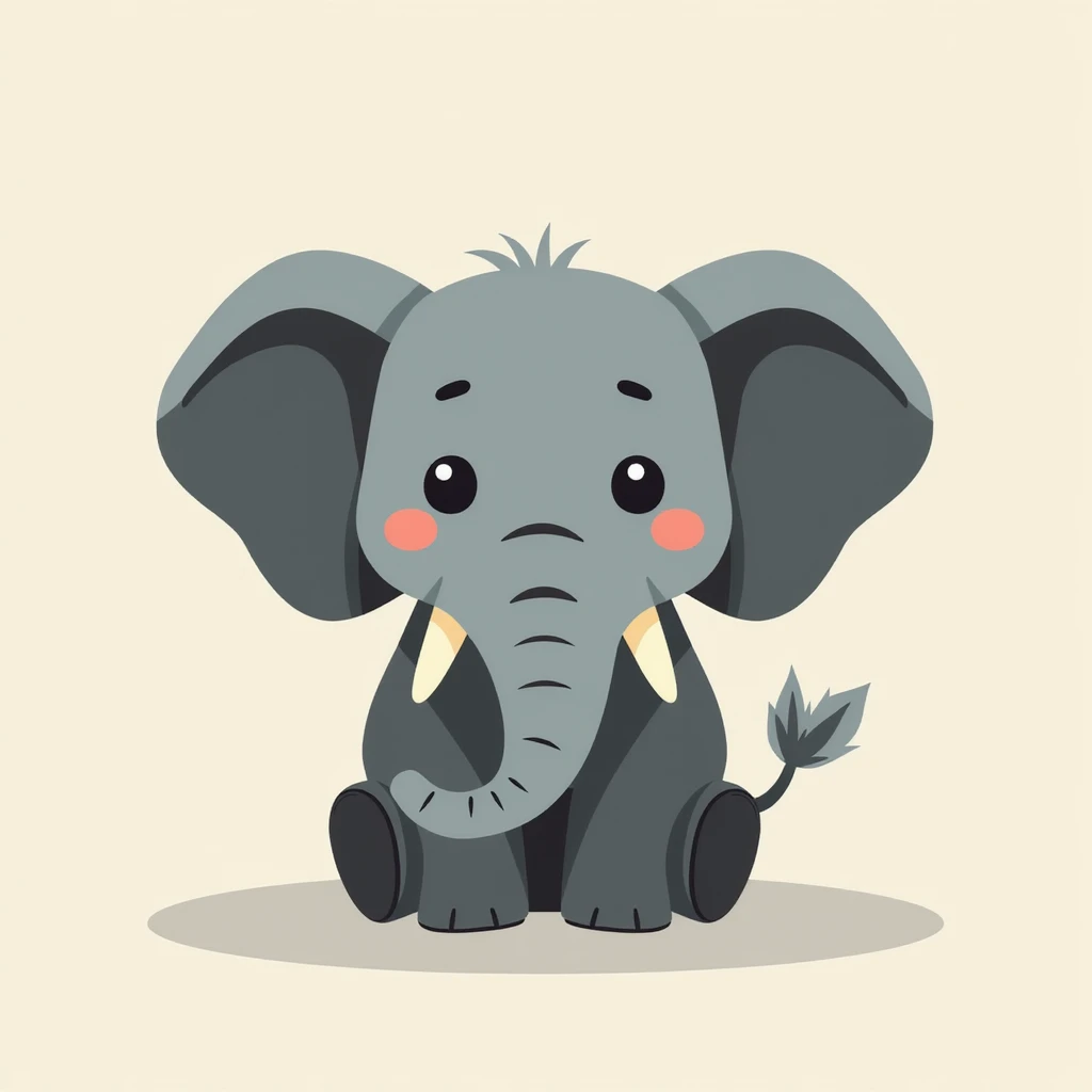 Flat design style elephant emoji