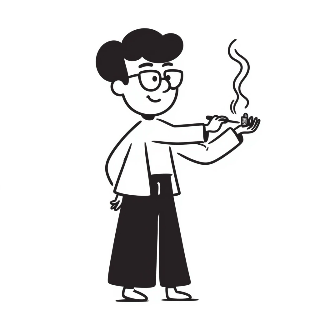 app character with black glasses smoking weed emoji
