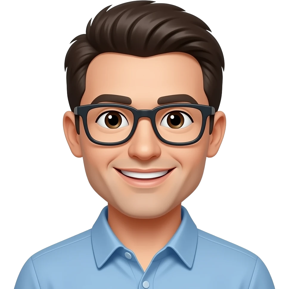 Someone smiling with glasses emoji