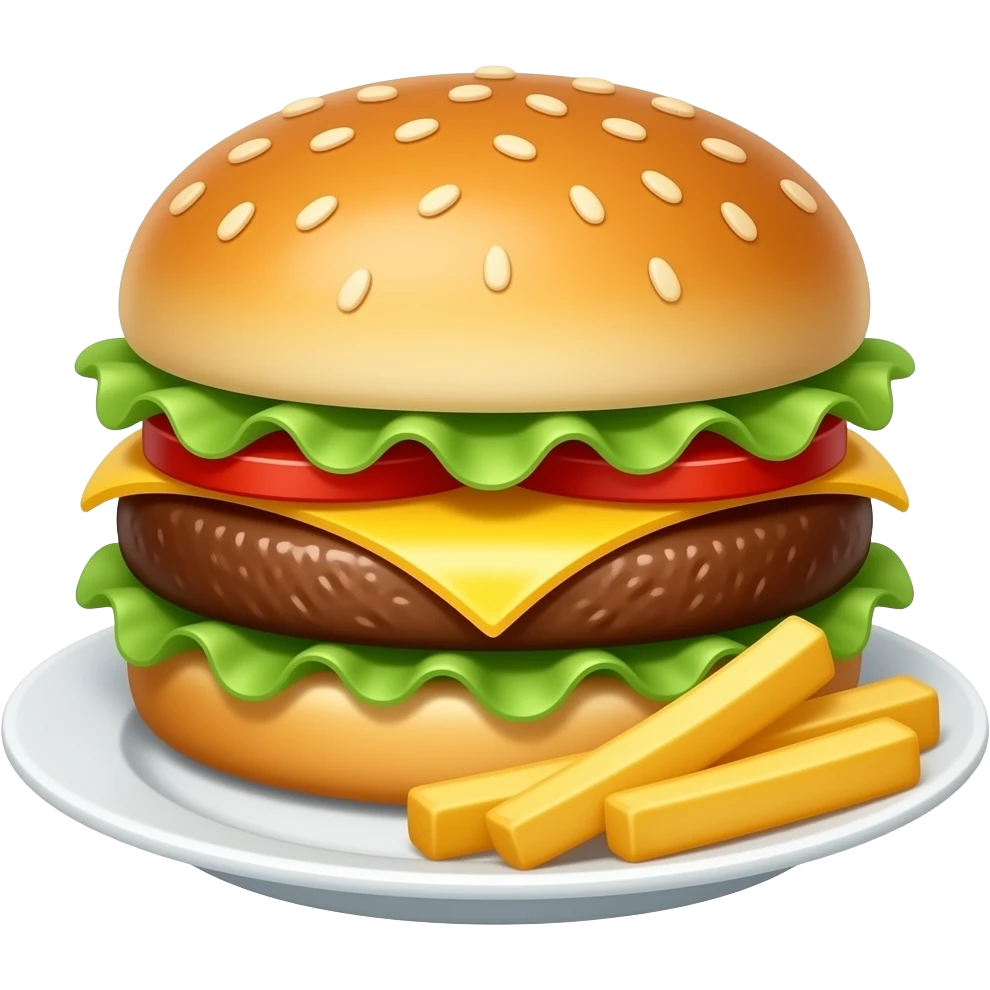 burger and fries on plate emoji