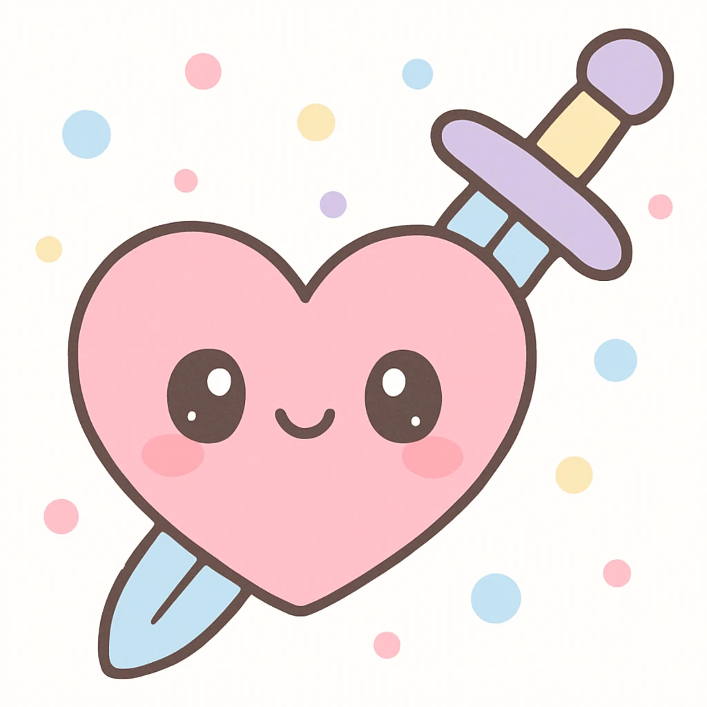 heart with sword, kawaii style emoji