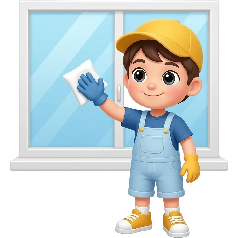 a kid cleaning the window emoji