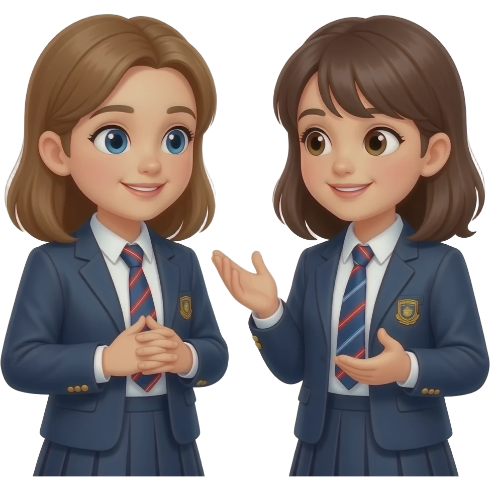 school girls with english conversation emoji