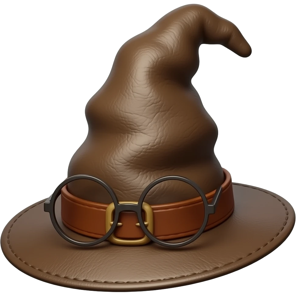 harry potter sorting hat, no glasses, mouth and brown colour emoji