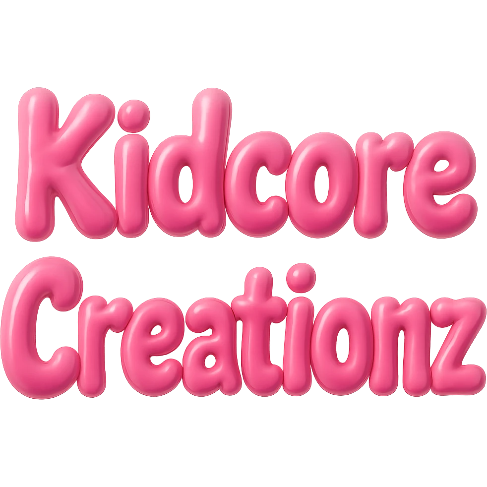 Add the word Kidcore Creationz in Pink emoji