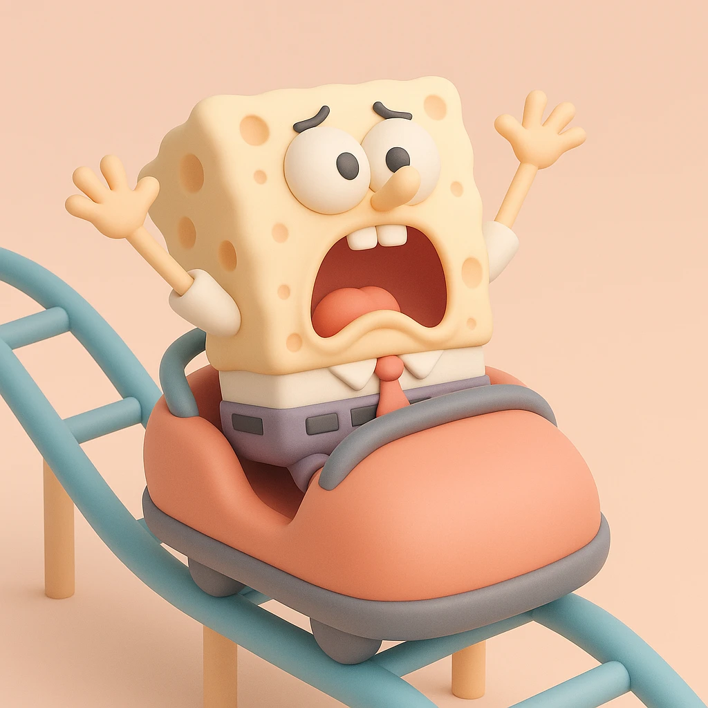 Bob l'éponge dans un montagnes russes qui cri  emoji