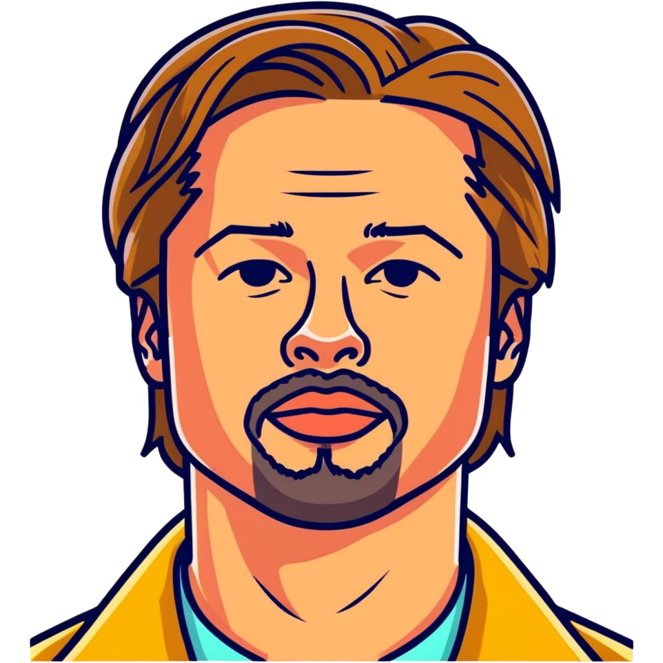 2022 Brad Pitt, best actor, celebrity hperrealistic, mirco-detailed, vibrant colors, 3D sticker design
 Must be 8k hd, 8000x8000px resolution. Must use very thin transparent smooth lines emoji