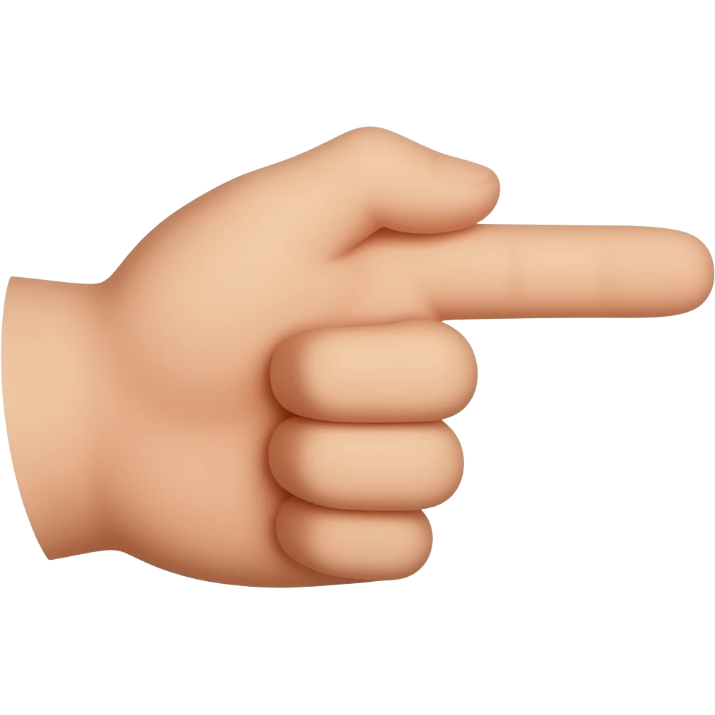 index finger pointing straight up and the thumb extended horizontally at a 90-degree angle, forming a clear capital letter 'L' shape. The middle, ring, and pinky fingers are curled tightly into the palm emoji