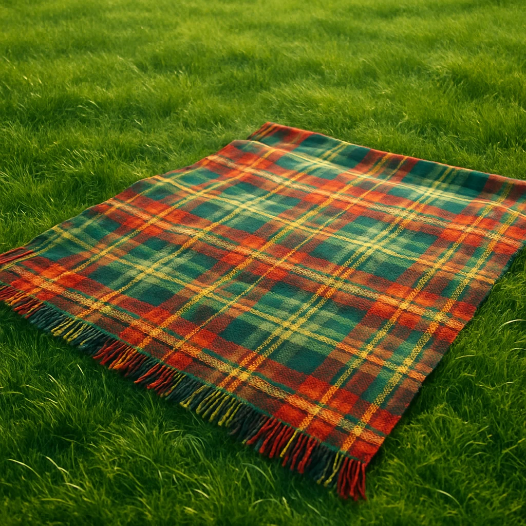 Green grass with a plaid blanket on it emoji
