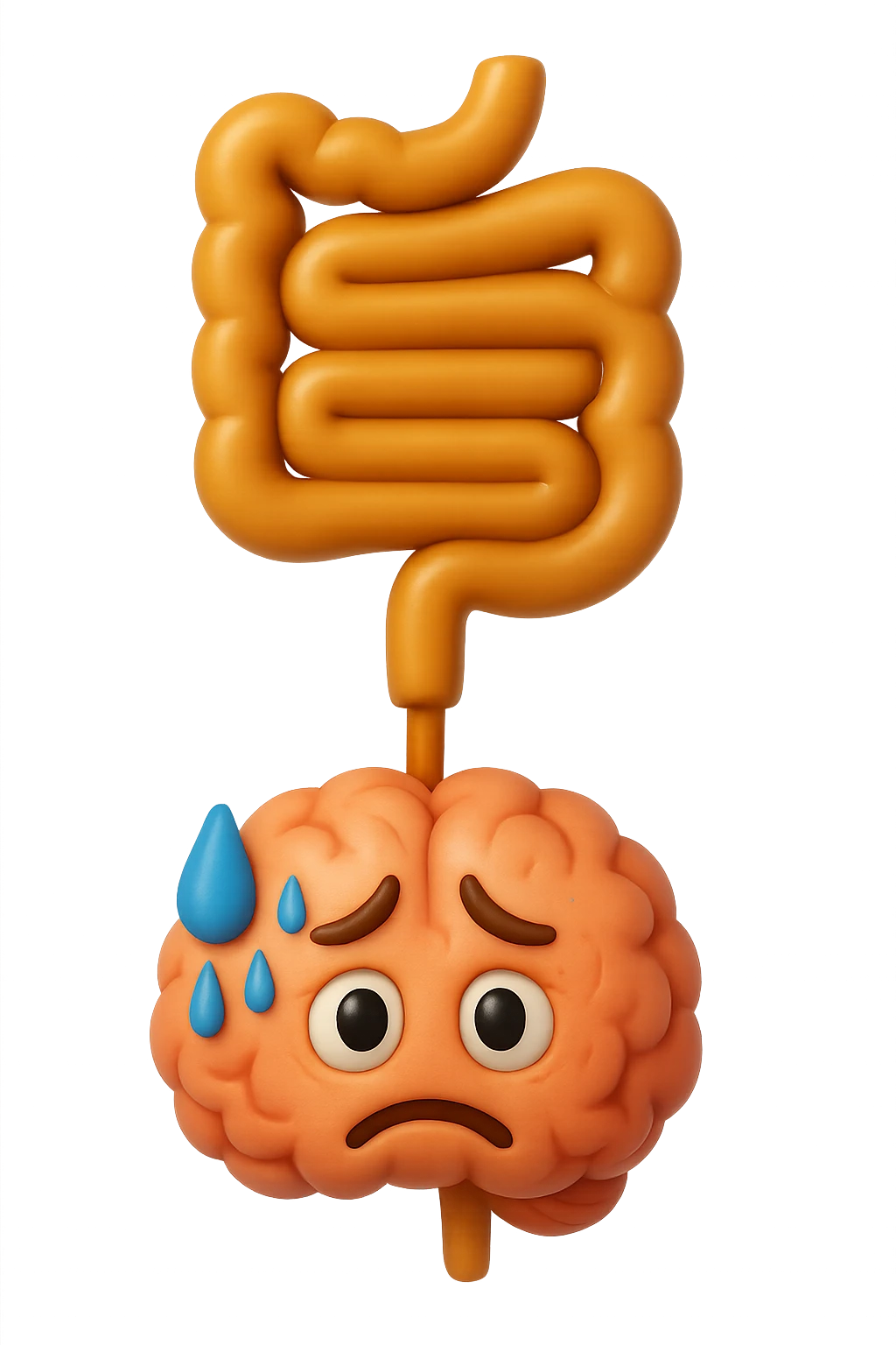 emoji 3d stile iphone di intestino e cervello stressato collegati verticalmente 3d emoji