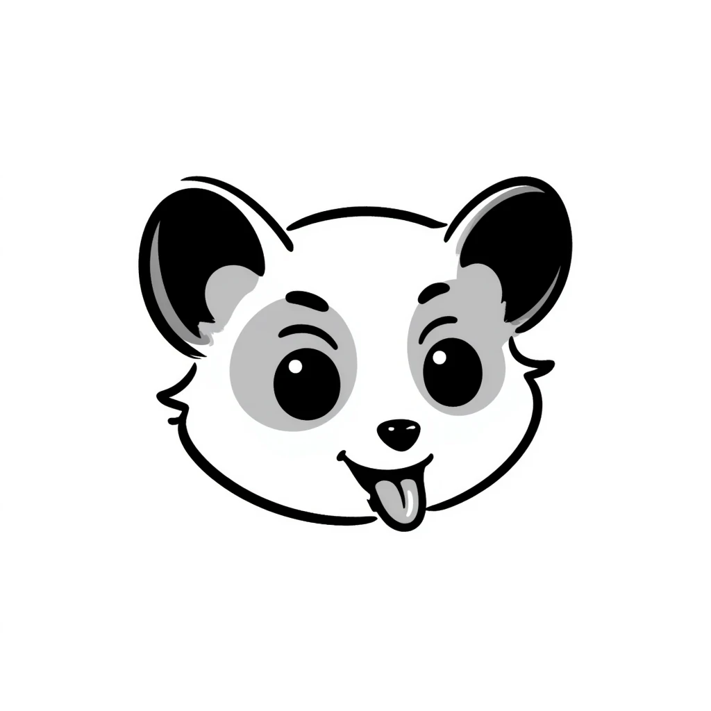 cute sugar glider head only, tongue out, classic emoji style, bright and playful emoji