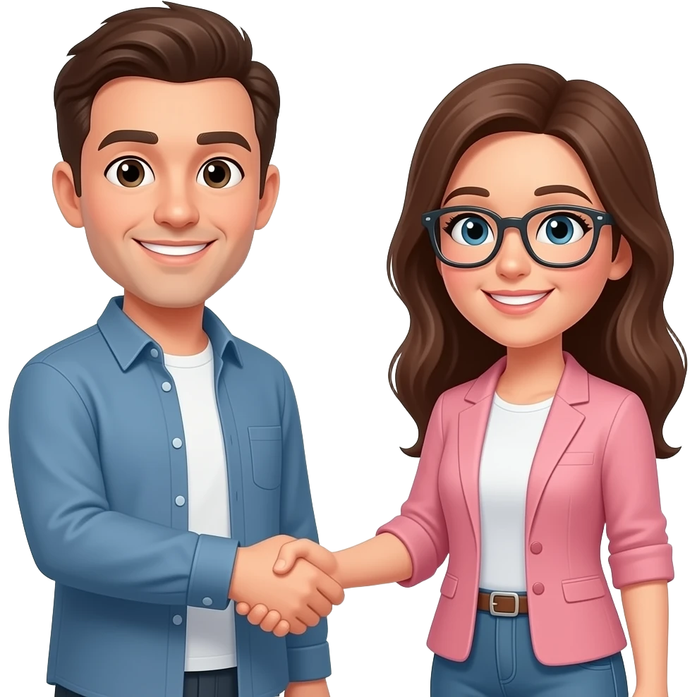 Hombre y mujer dándose la mano de forma informal emoji