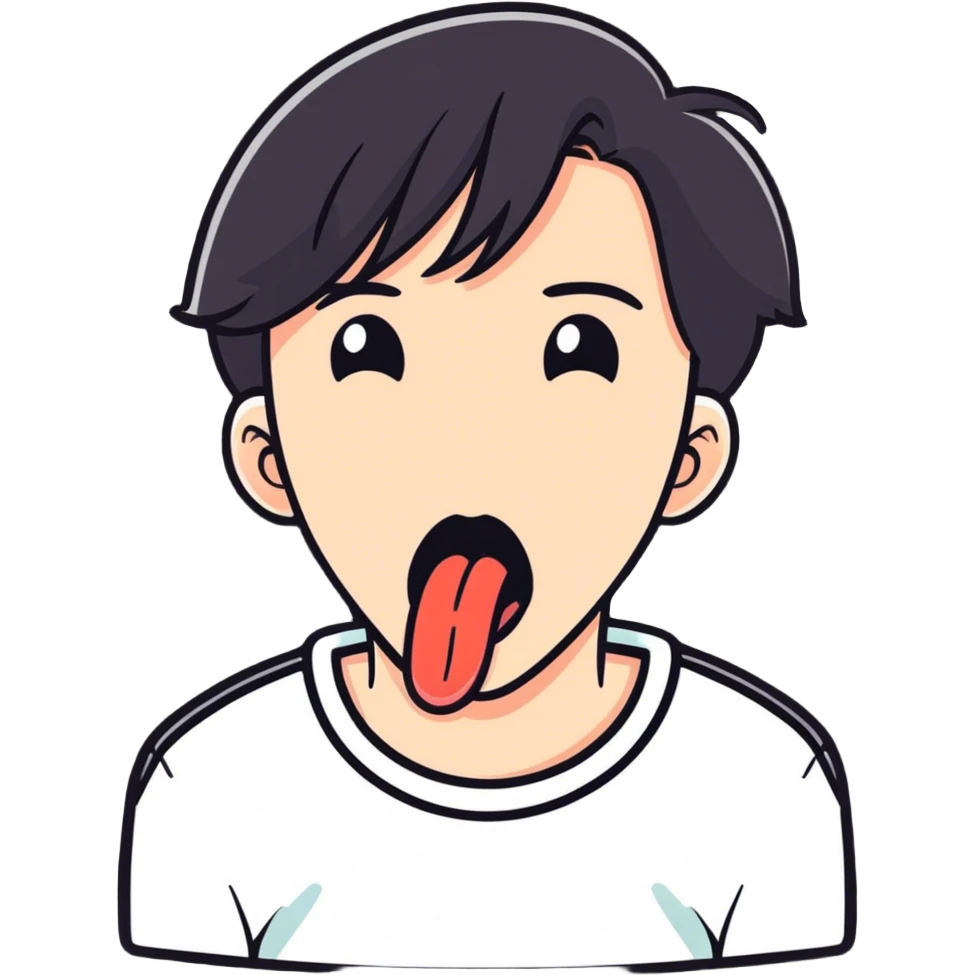 a person choking themselves with their tongue sticking out   emoji