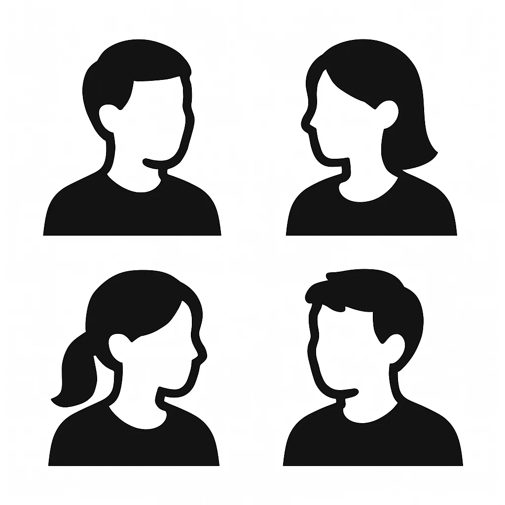Make the same monochrome default avatars on a white background and change the direction they are facing.
Right now, they are facing 4 o'clock. They need to face 8 o'clock. emoji