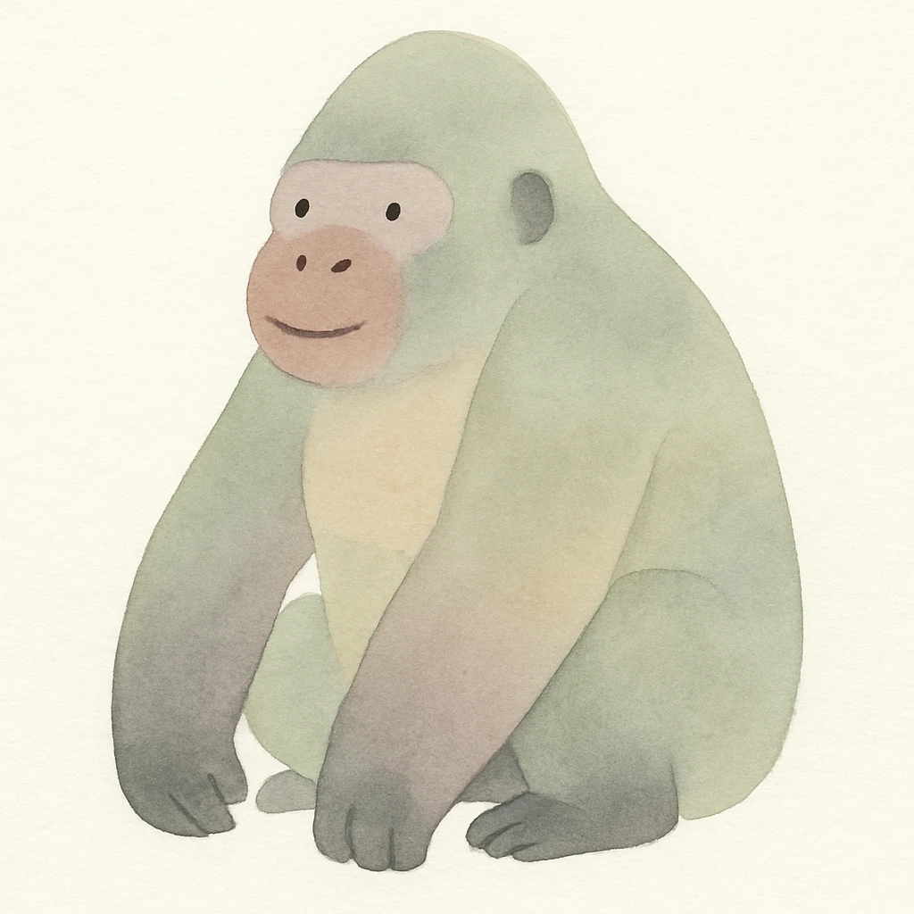 cute gorilla watercolor art style emoji