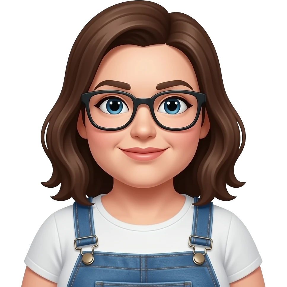 White extra obese woman with brown hair wearing glasses and jeans emoji