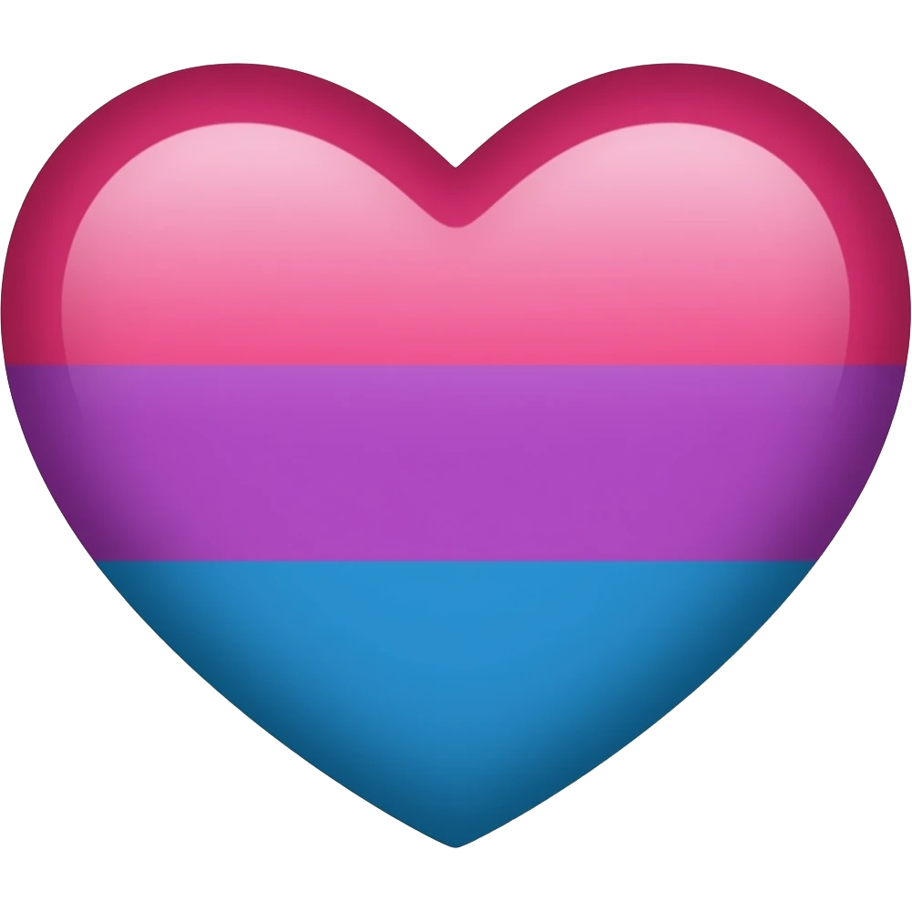 Bisexual flag heart pink, purple, blue emoji
