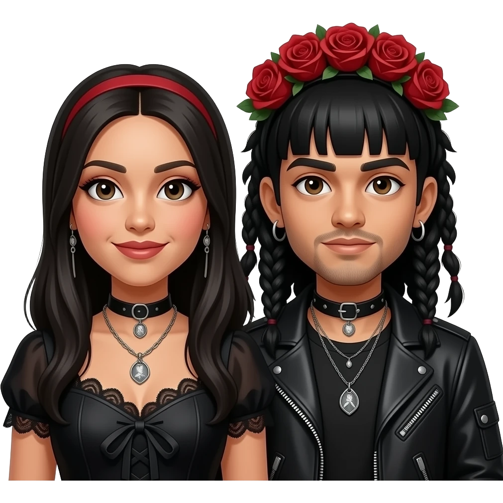 Light skin Mexican goth couple emoji