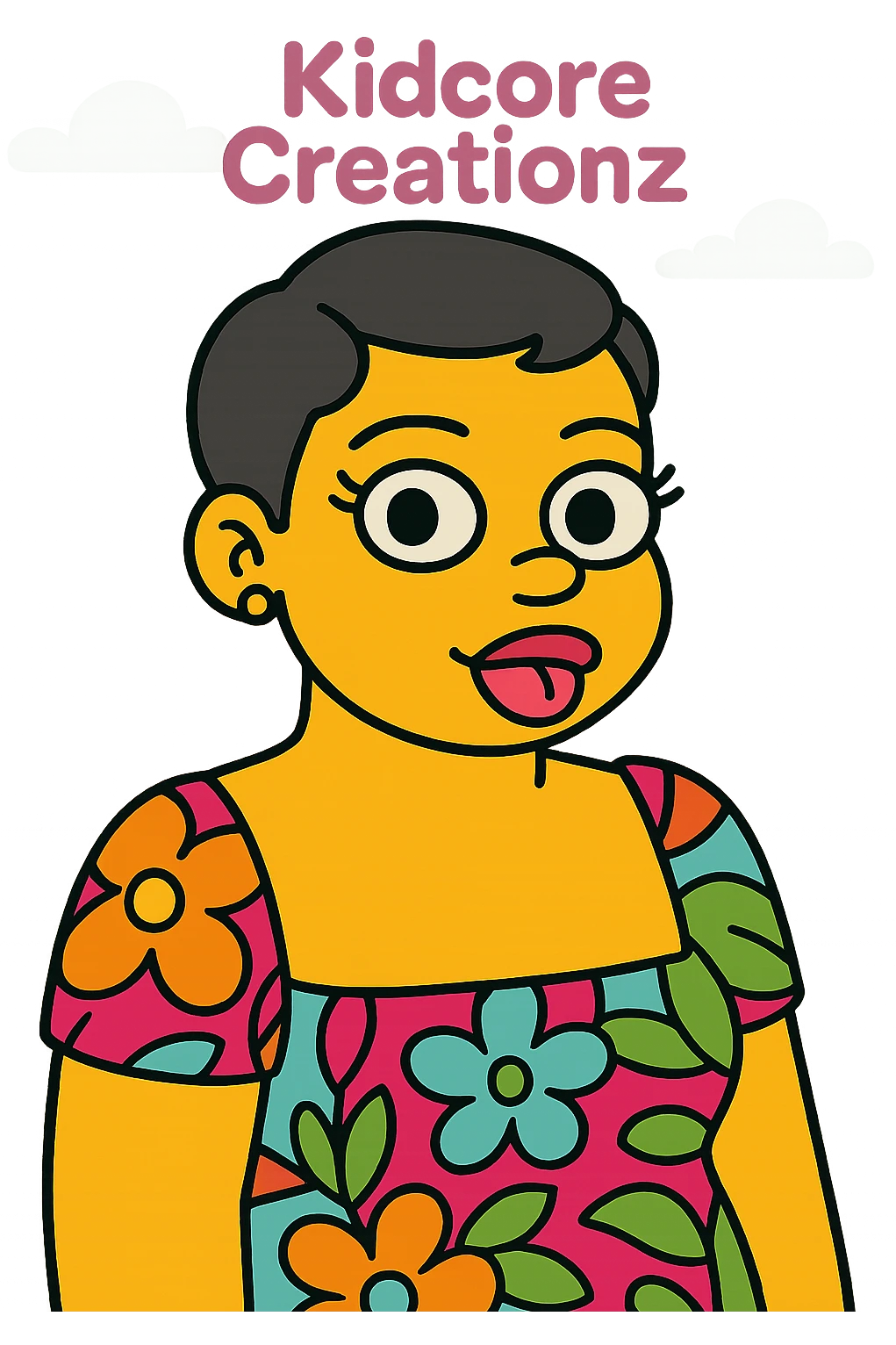 Add the word Kidcore Creationz in Pink emoji