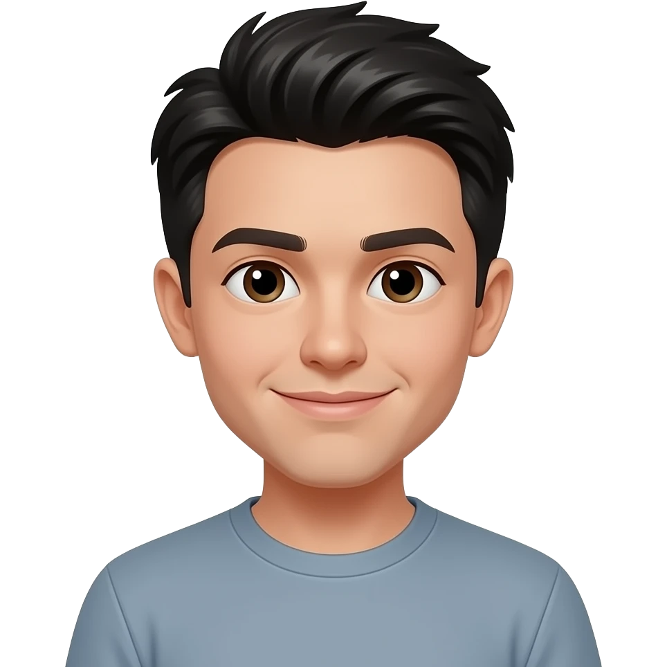 young looking man black hair emoji