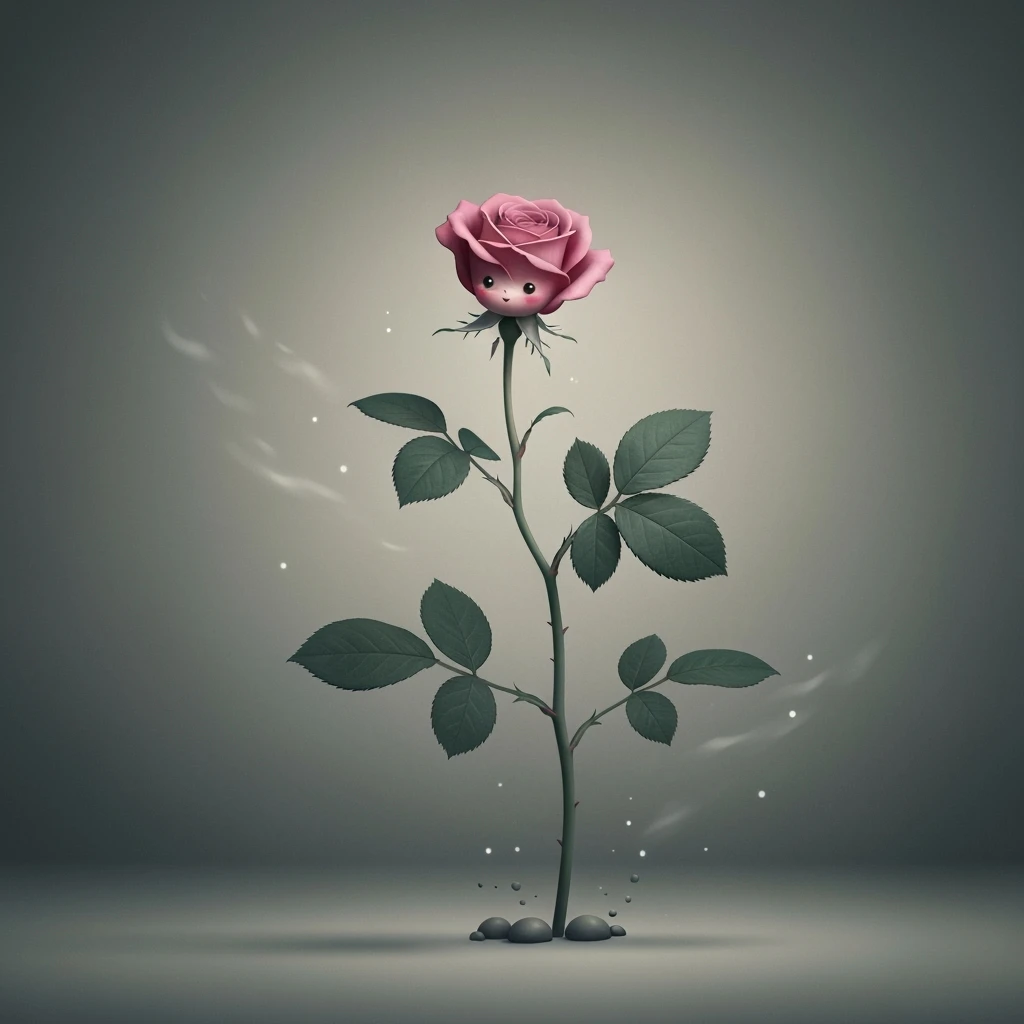goth rose stem, cute, expressive, minimal emoji