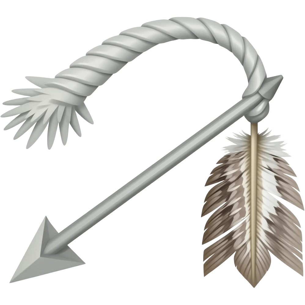 no background show a thick gray arrow shaft with the attached feathers pointing down and to the left like it's being shot and show it bent - NO BACKGROUND emoji