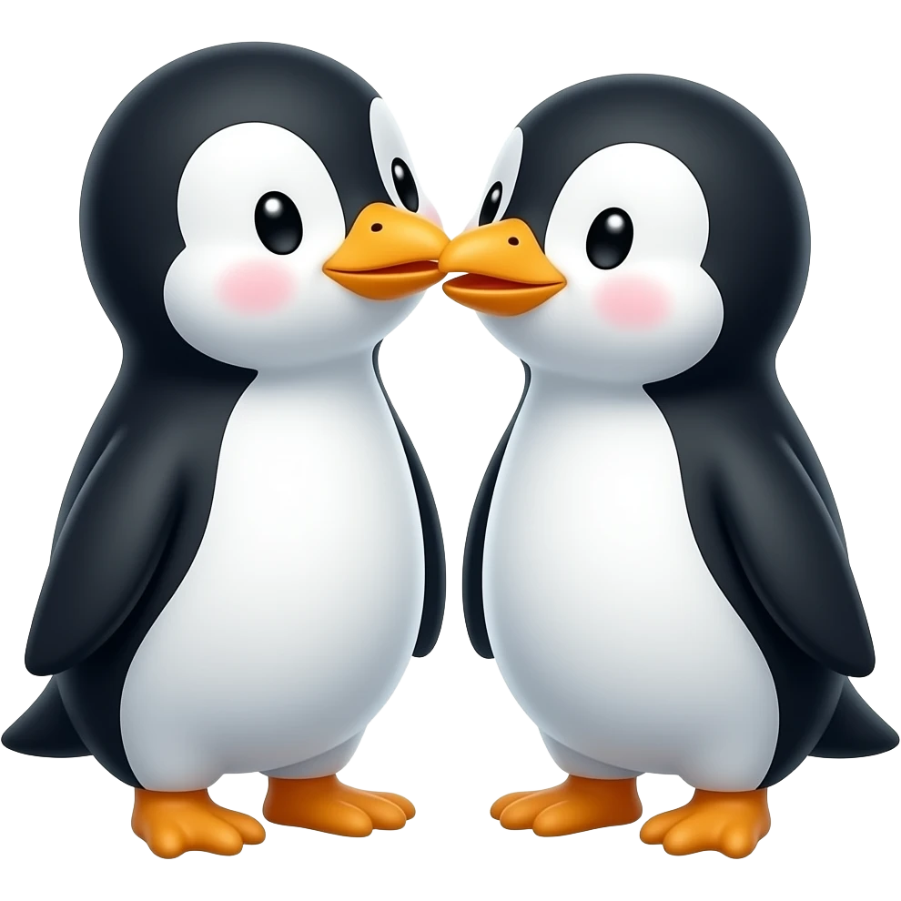 cute Penguin kiss moment emoji