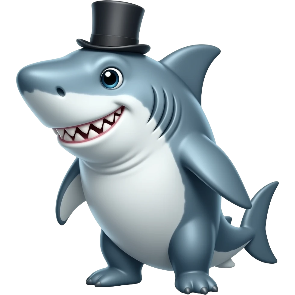 Shark with a top hat emoji