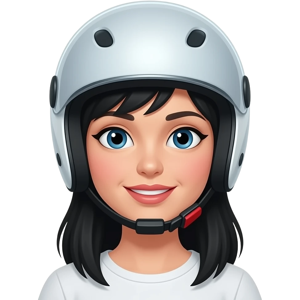 Mujer con casco blanco y pelo negro emoji
