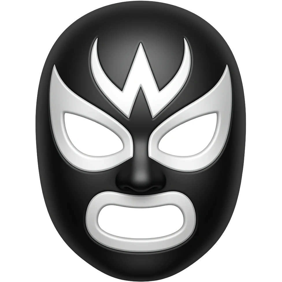 black and white wrestler mask with nobody wearing it emoji