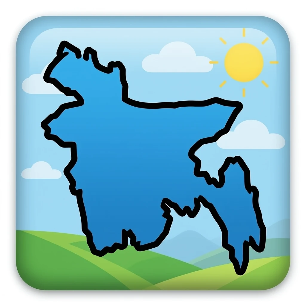 Bangladesh map icon blue color with black outline emoji