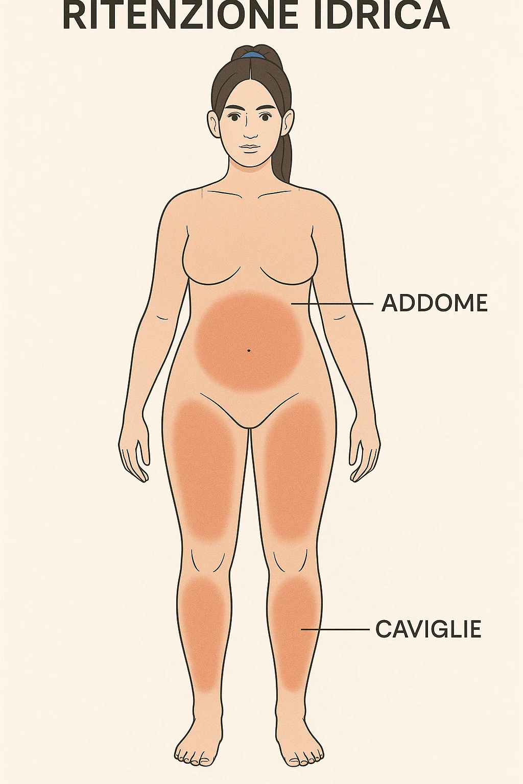 Donna anatomicamente con ritenzione idrica in italiano emoji