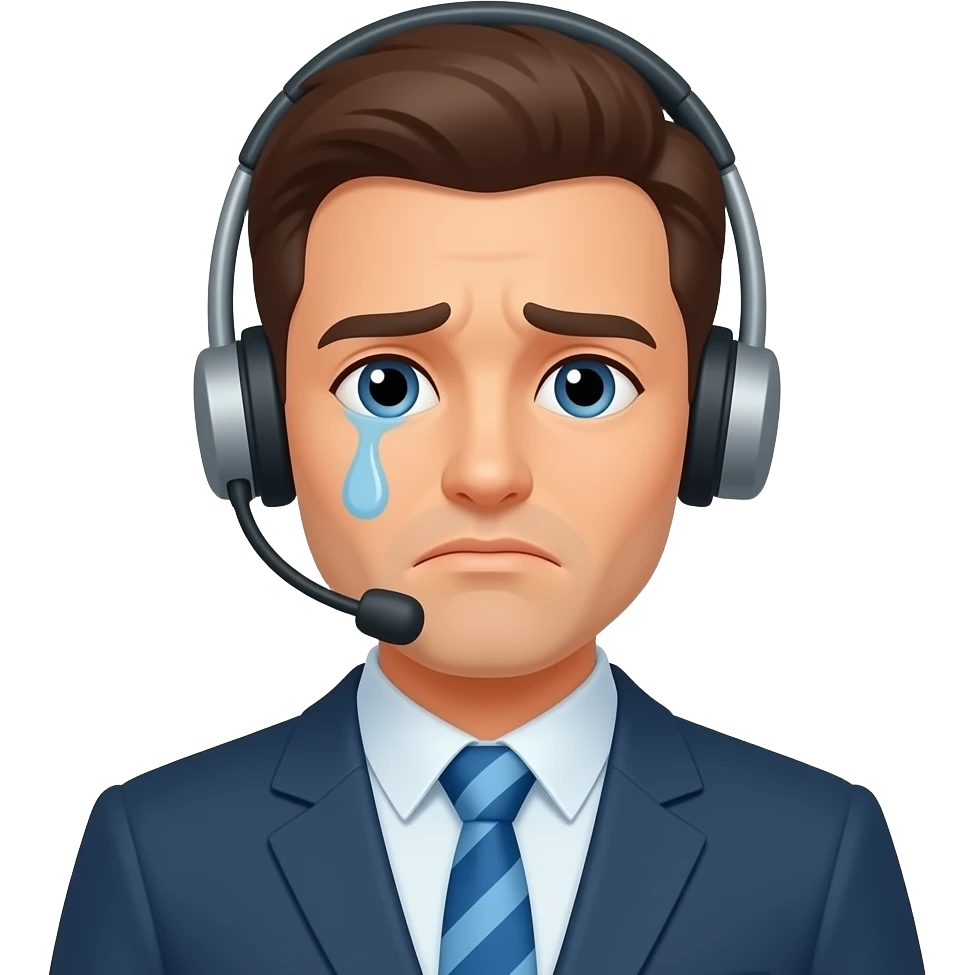 very confused and tired customer service worker emoji