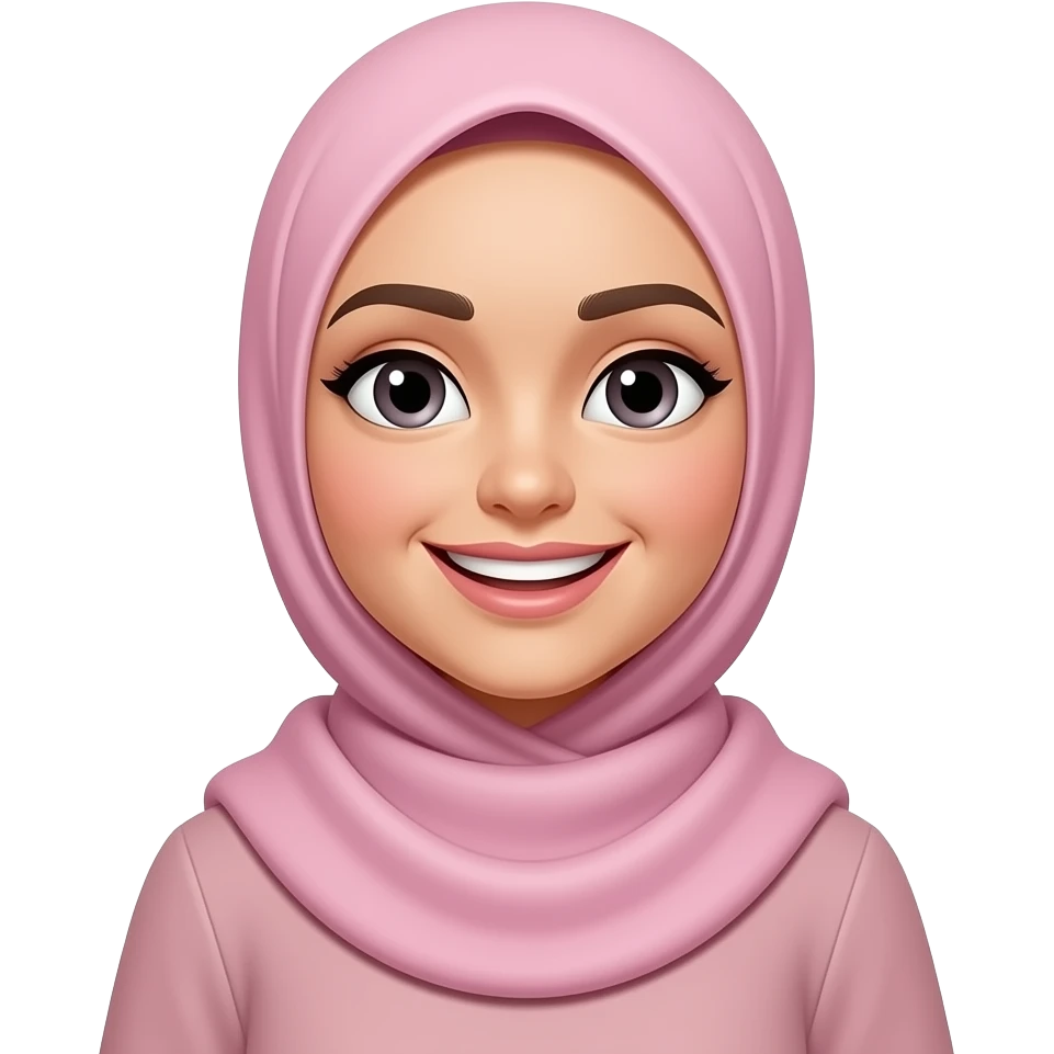 pale pink loving hijabi baddie, pretty, wide smile, don't change the outfit emoji