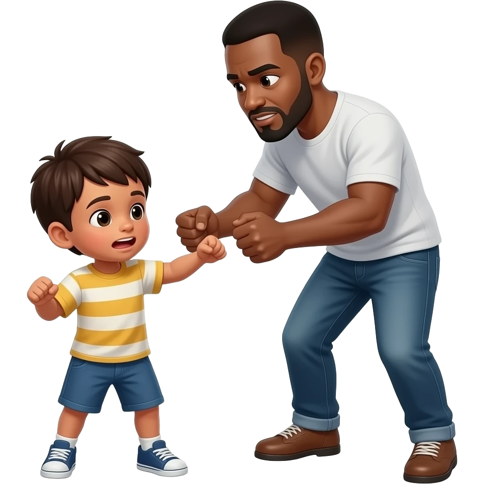 garçon peau noir de 4 ans, se fait frapper par son père noir emoji