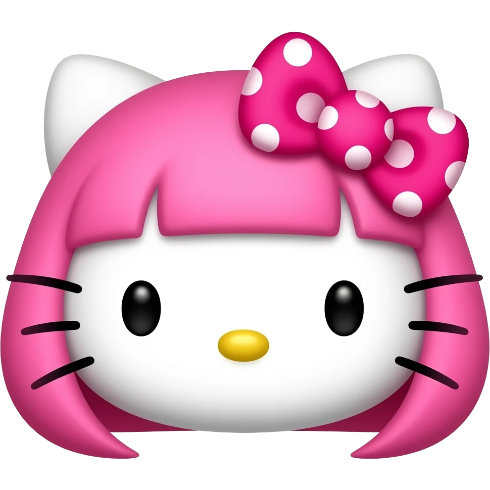 Hello Kitty head with a bright pink hair bow with white polka dots emoji