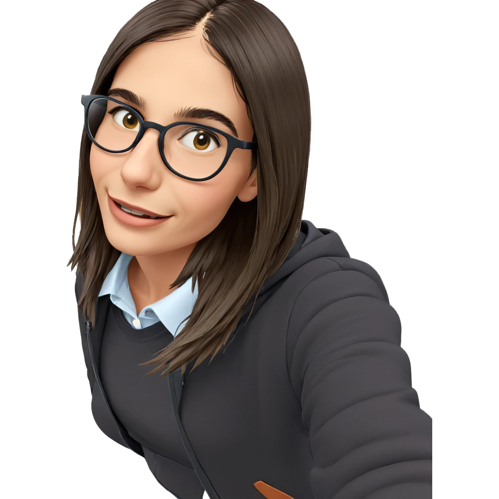 smiling girl outdoors with glasses emoji