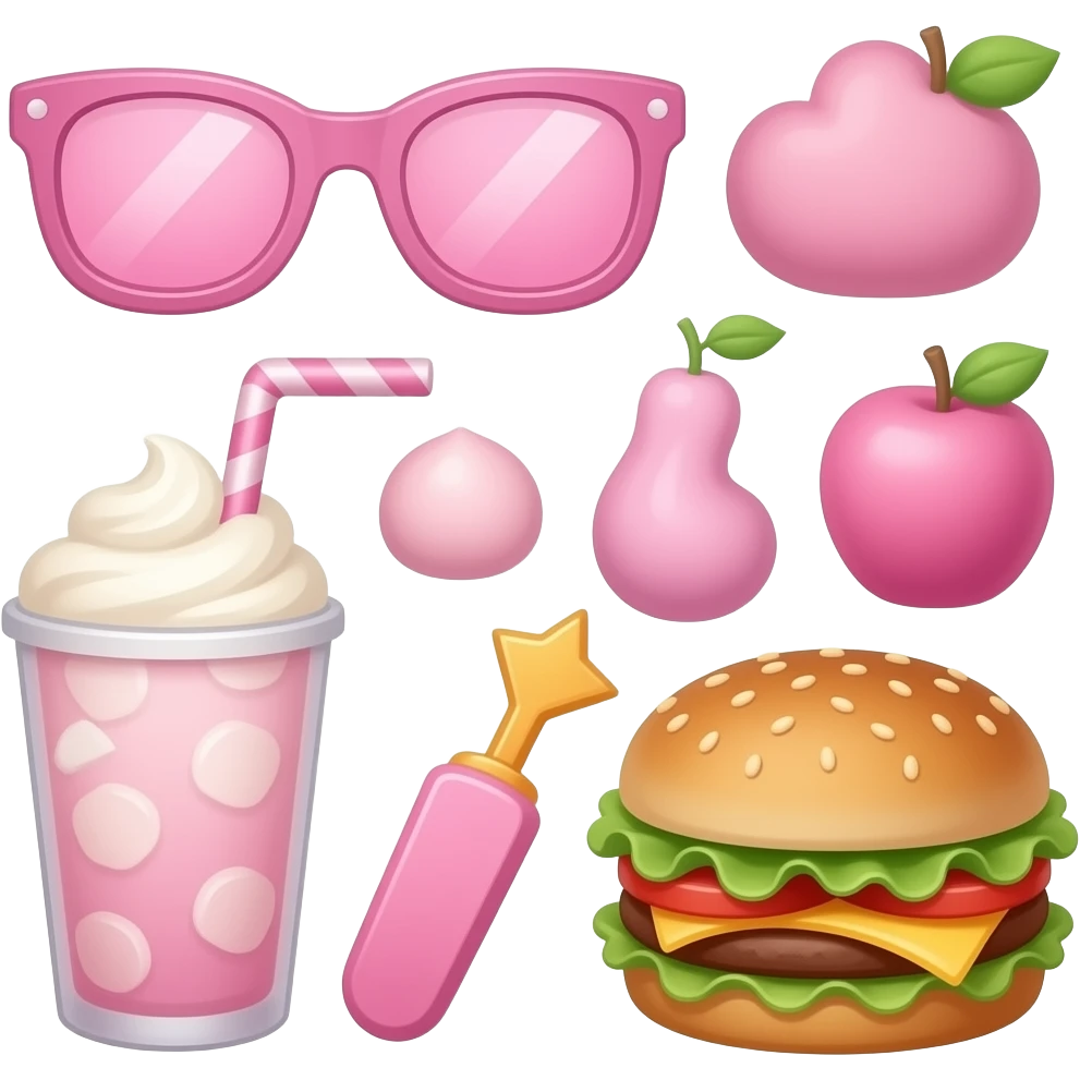 Cool Pink aesthetic accessories, food, and more emoji